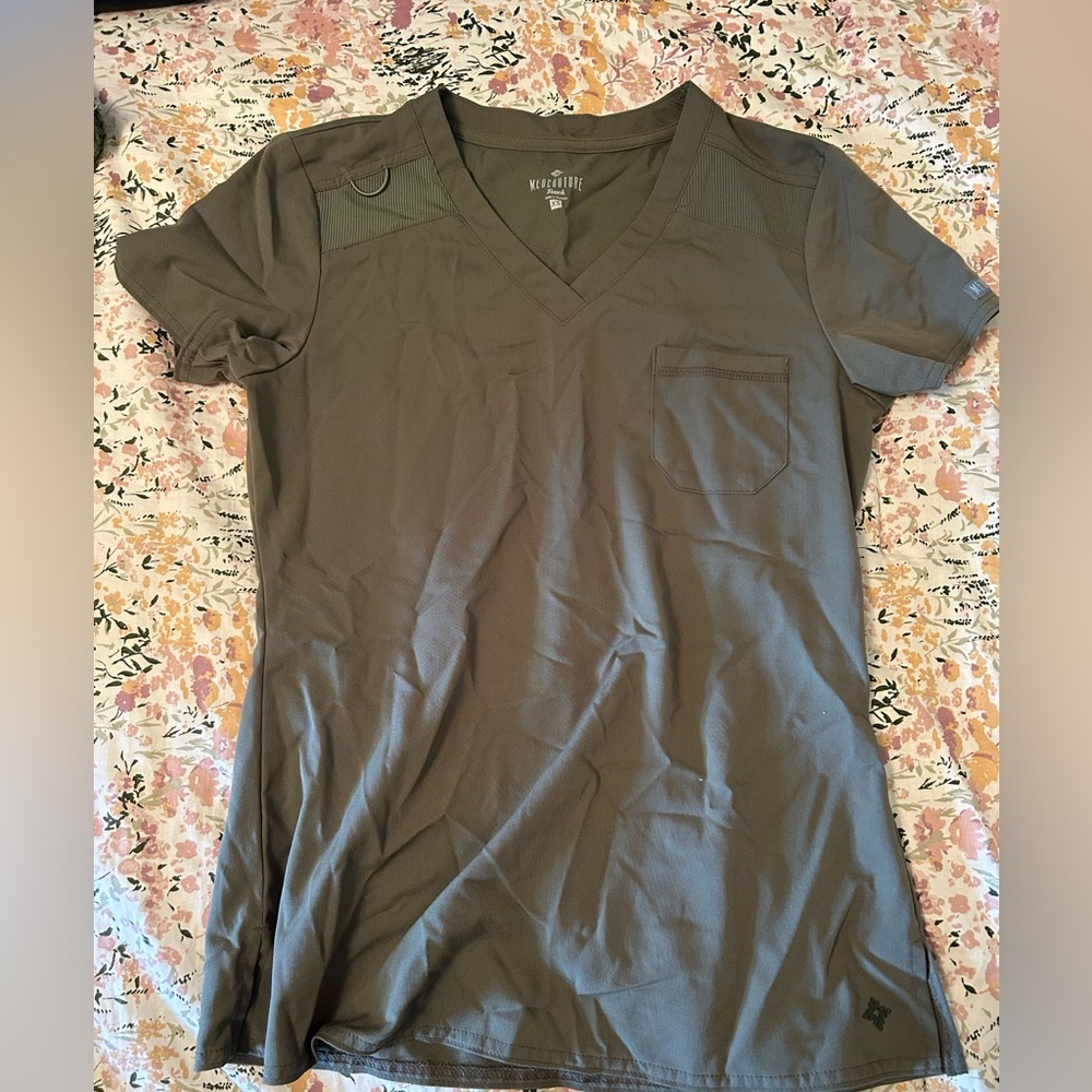 Med Couture Women's Olive Green V-Neck Scrub Top